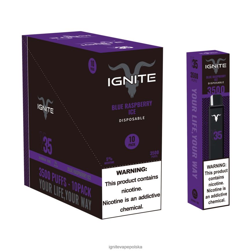 Ignite Vape Flavours | IGNITE V35 vape pen 10 szt niebieski lód malinowy 0648NZ120
